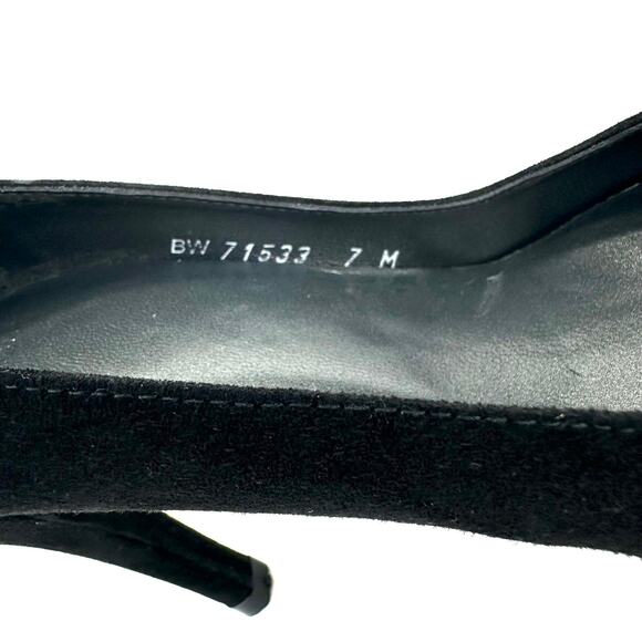 Stuart Weitzman Black Stiletto Heel Pump Sz 7 Suede Almond Toe Mini Platform New - Picture 6 of 14